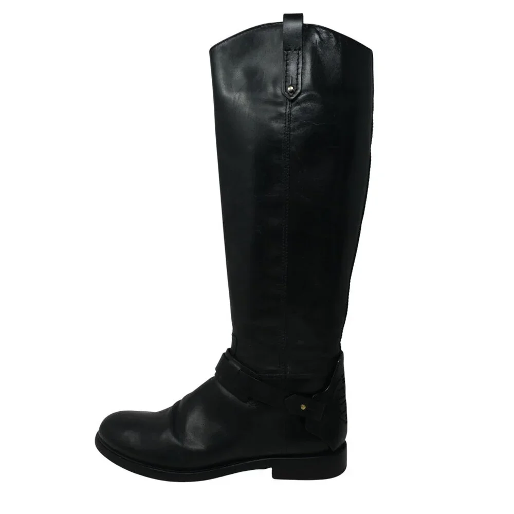 Tory Burch Colton Black‎ Leather Knee High Harness Riding Boots Womens 9